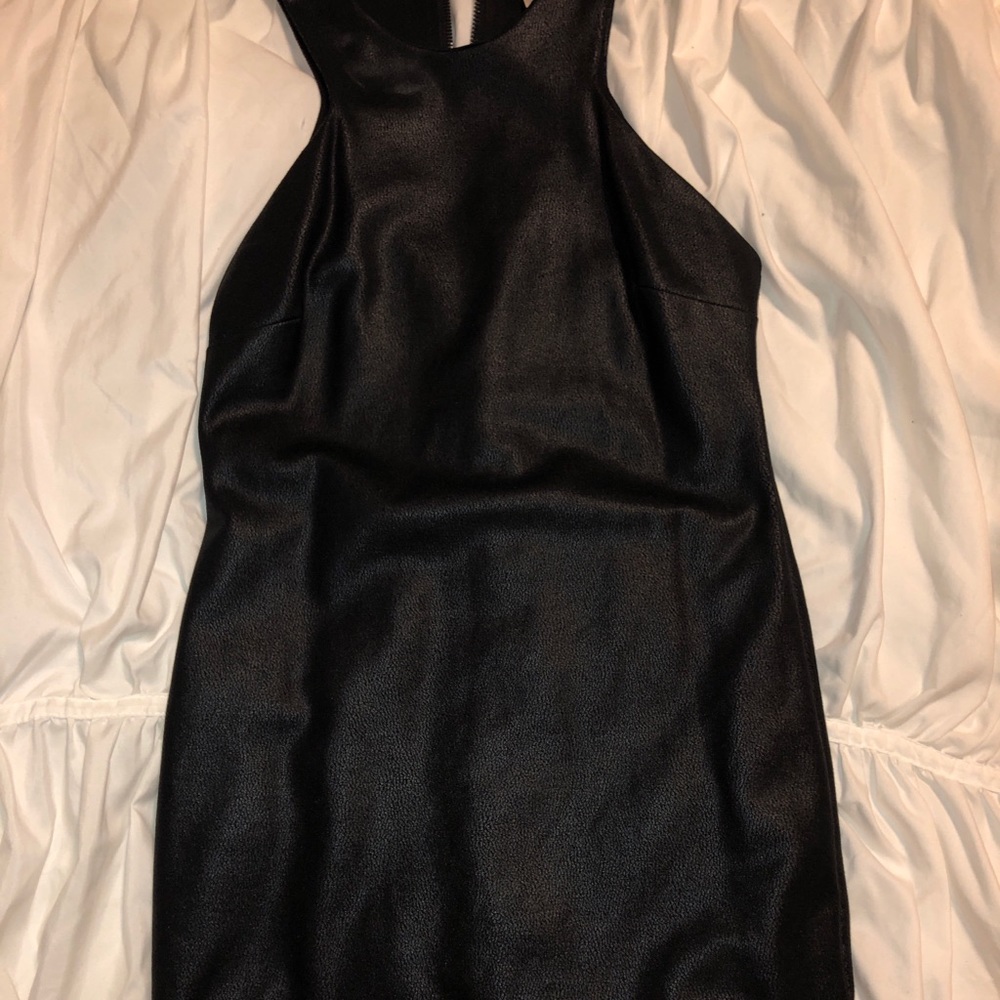 Black leather dress